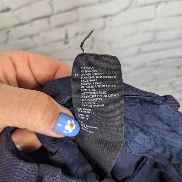 COS women's wool trousers navy blue straight leg US 8 - Picture 4 of 8